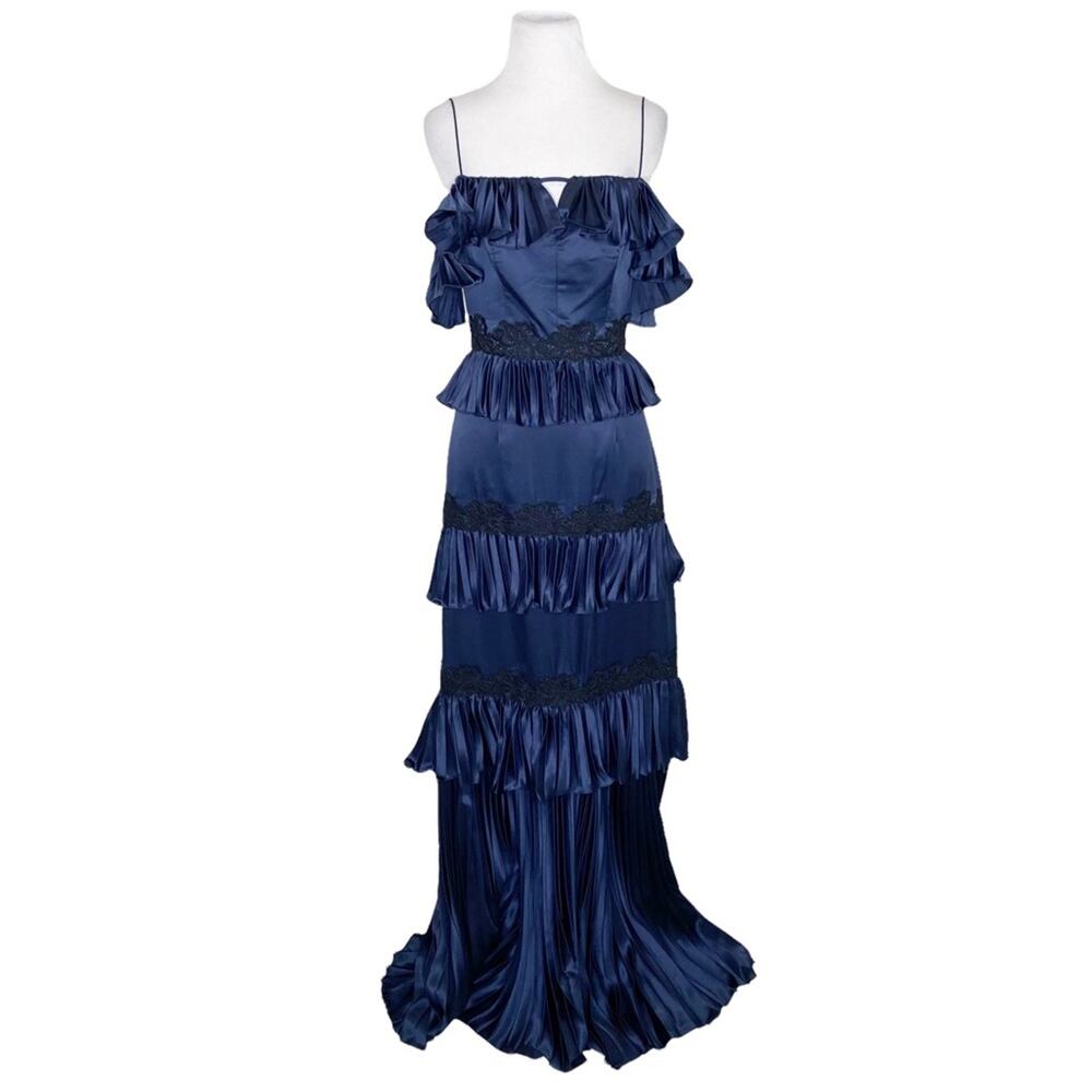 AMUR Navy Ruffled Maxi Dress - Picture 4 of 9